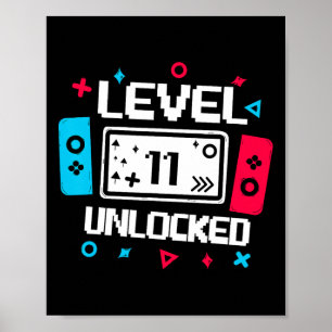 Niveau 11 Onvergrendelde gamer 11e verjaardag - Ca Poster