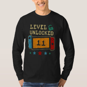 Niveau 11 onvergrendelde grappige videogamer 11e v t-shirt