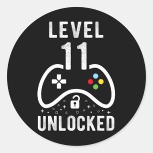 Niveau 11 Onvergrendelde videogame 11e verjaardag Ronde Sticker