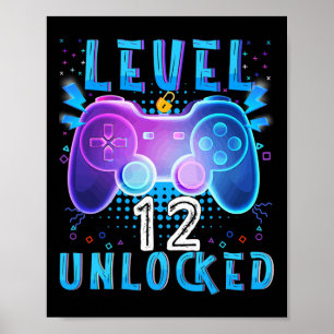 Niveau 12 Onvergrendeld videospel 12e Birthday Gam Poster