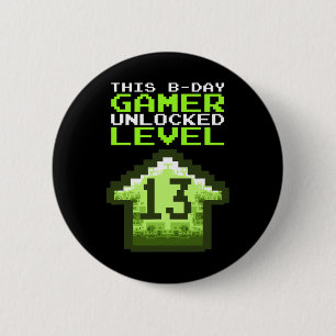 Niveau 13 Ontgrendeld Verjaardag Video Game 13e ve Ronde Button 5,7 Cm