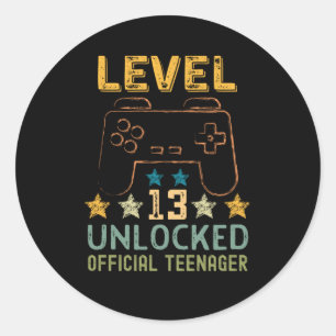 Niveau 13 ontgrendelde officiële tiener grappige ronde sticker