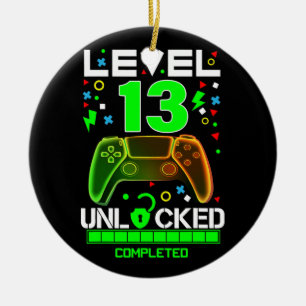 Niveau 13 onvergrendelde videogame 13e gamer op de keramisch ornament