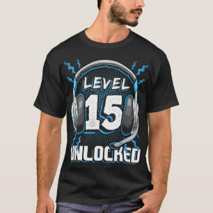 Niveau 15 Onvergrendelde videogame 15e verjaardag T-shirt