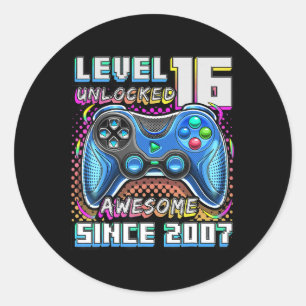 Niveau 16 Geweldige 2007-videogame 16e straal ontg Ronde Sticker