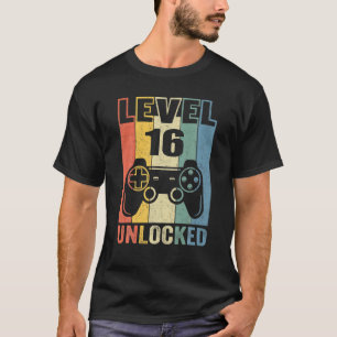 Niveau 16 ontgrendelde T 16e videogamer Birthday B T-shirt