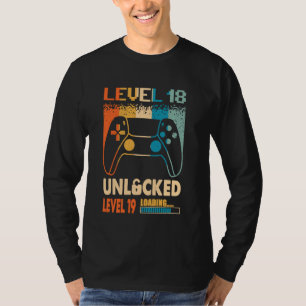  niveau 18 ontgrendeld 18 jaar oud Grappig 18e T-shirt