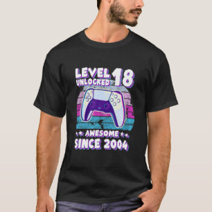 Niveau 18 onvergrendelde gamer Boy Girl 18 jaar ou T-shirt