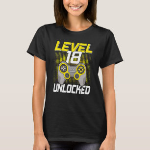 Niveau 18 onvergrendelde games 18e gamer ter werel t-shirt