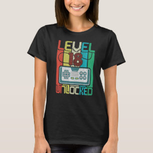 Niveau 18 Onvergrendelde videogamer 18e verjaardag T-shirt
