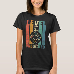 Niveau 20 onvergrendelde grappige videogame gamer t-shirt