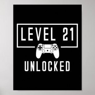 Niveau 21 21e jaar ontgrendelde videogame Gamer Bd Poster