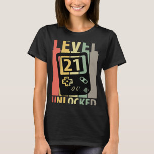 Niveau 21 onvergrendelde videogamer 21e verjaardag t-shirt
