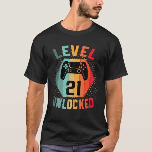Niveau 21 Unlocked Verjaardag Gamer 21e Geboorte T-shirt (Voorkant)
