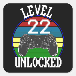 Niveau 22 Ontgrendeld Grappig 22e Verjaardag Gift Vierkante Sticker