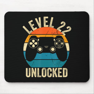Niveau 22 ontgrendeld videospel 22e Birthday Gamer Muismat