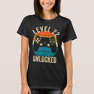 Niveau 22 ontgrendeld videospel 22e Birthday Gamer T-shirt