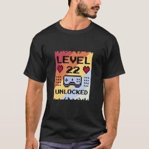 Niveau 22 ontgrendelde 22e verjaardag gaming t-shirt