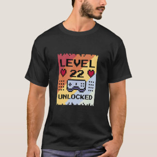 Niveau 22 ontgrendelde 22e verjaardag gaming t-shirt