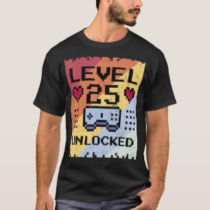 Niveau 25 Onvergrendelde gamer Boy 25th Birthday B T-shirt
