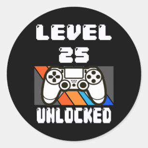 Niveau 25 Onvergrendelde videogame 25th Birthday-c Ronde Sticker
