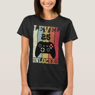 Niveau 25 Onvergrendelde videogamer 25e verjaardag T-shirt