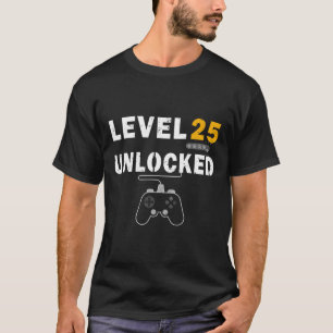 Niveau 25 Onvergrendelde videogamer 25e verjaardag T-shirt