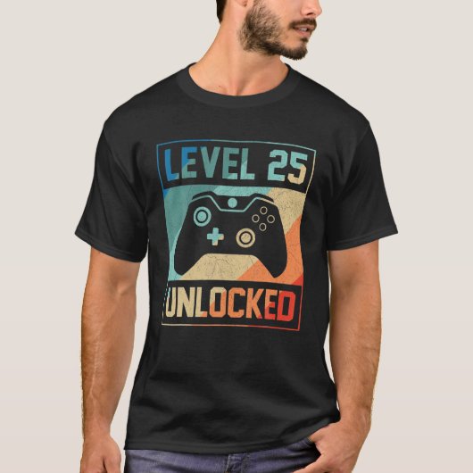 Niveau 25 Onvergrendelde videogamer 25th Birthday- T-shirt (Voorkant)