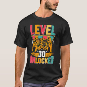 Niveau 30 onvergrendelde Birthday Video Game 30th T-shirt