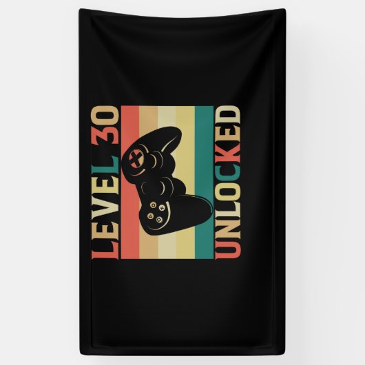 Niveau 30 onvergrendelde videogamer 30e verjaardag spandoek (Verticaal)