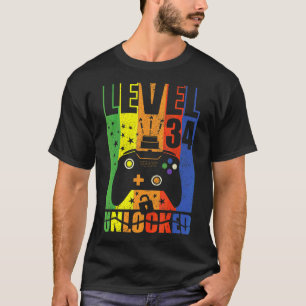 Niveau 34 niet-vergrendeld Birthday-niveau tot 34e T-shirt