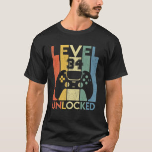 Niveau 34 niet-vergrendelde verjaardag 34 jaar oud t-shirt