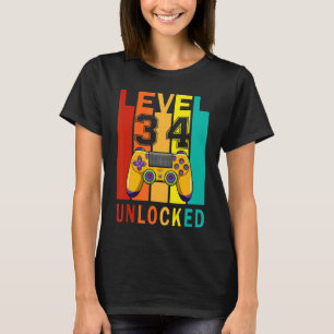 Niveau 34 Onvergrendelde videogamer 34e verjaardag T-shirt