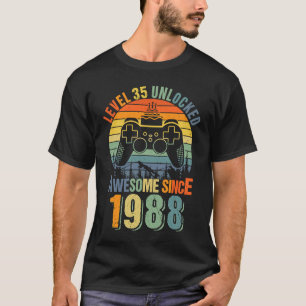 Niveau 35 Onvergrendelde 35e Birthday Gamer 1988 j T-shirt