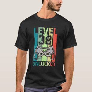Niveau 38 Onvergrendelde videogamer 38th Birthday  T-shirt