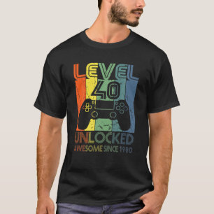 Niveau 40 Geweldige sinds 1980 40 Birthday G T-shirt