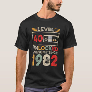 Niveau 40 Ontgrendeld 40e Verjaardag Geweldige 198 T-shirt