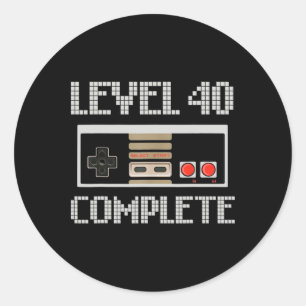 Niveau 40 Video Gamer zonder vergrendeld Shirt 40e Ronde Sticker
