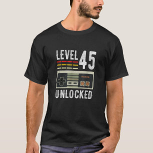 Niveau 45 Ontgrendelde Verjaardag Video Gamer 45th T-shirt
