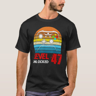 Niveau 47 Onvergrendelde videogamer 47th Birthday  T-shirt