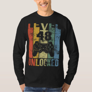Niveau 48 ontgrendeld 48e verjaardag voor videogam t-shirt