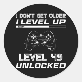 Niveau 49 Onvergrendelde gamer 49e jaarlijkse deco Ronde Sticker