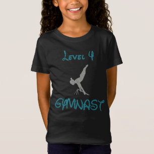 Niveau 4 Gymnast Fancy Font Glitter T-shirt