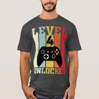 Niveau 4 Ontgrendeld Grappig Video 4e Verjaardag G T-shirt