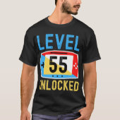 Niveau 55 onvergrendelde gamer 55e verjaardag t-shirt (Voorkant)