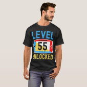 Niveau 55 onvergrendelde gamer 55e verjaardag t-shirt (Voorkant volledig)