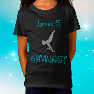 Niveau 5 Gymnast Fancy Doopvont Glitter T-Shirt