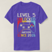 Niveau 5 Onvergrendelde videogame 5e verjaardag Ga T-shirt (Design voorkant)