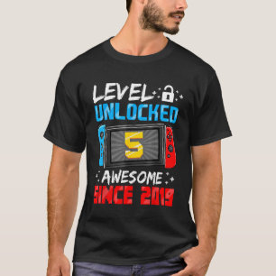 Niveau 5 Unlocked Geweldige sinds 2019 5th Birthda T-shirt