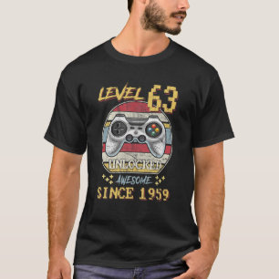 Niveau 63 Geblokkeerde verjaardag 63 jaar oude Gew T-shirt